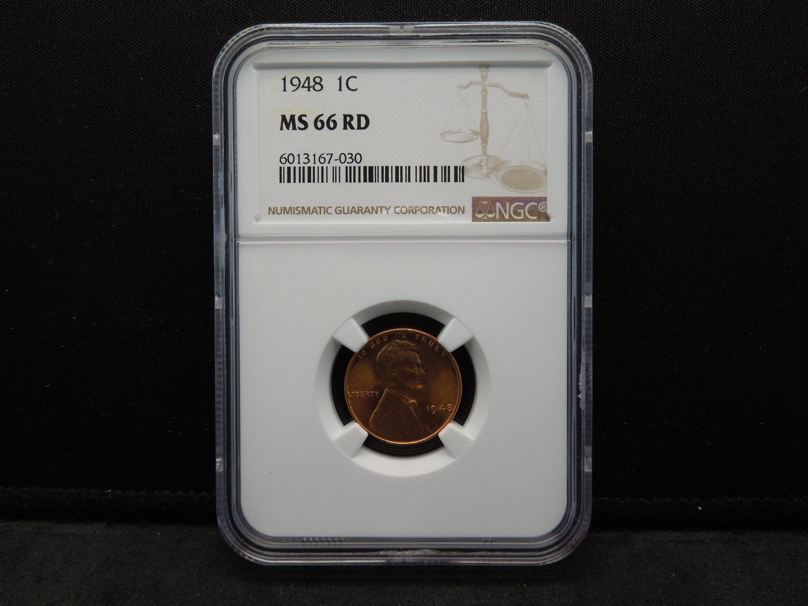1948 Lincoln Cent NGC MS66 RED NGC Price Guide $135: 1948 Lincoln Cent NGC MS66 RED NGC Price Guide $135
