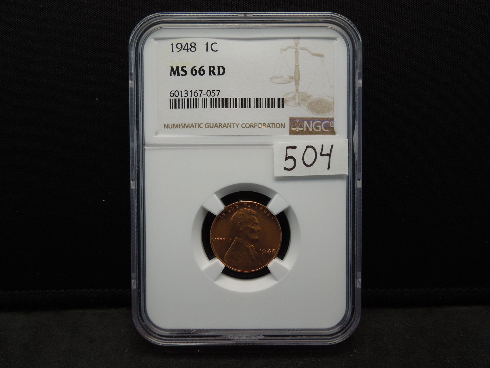 1948 Lincoln Cent NGC MS66 RED NGC Price Guide $135: 1948 Lincoln Cent NGC MS66 RED NGC Price Guide $135