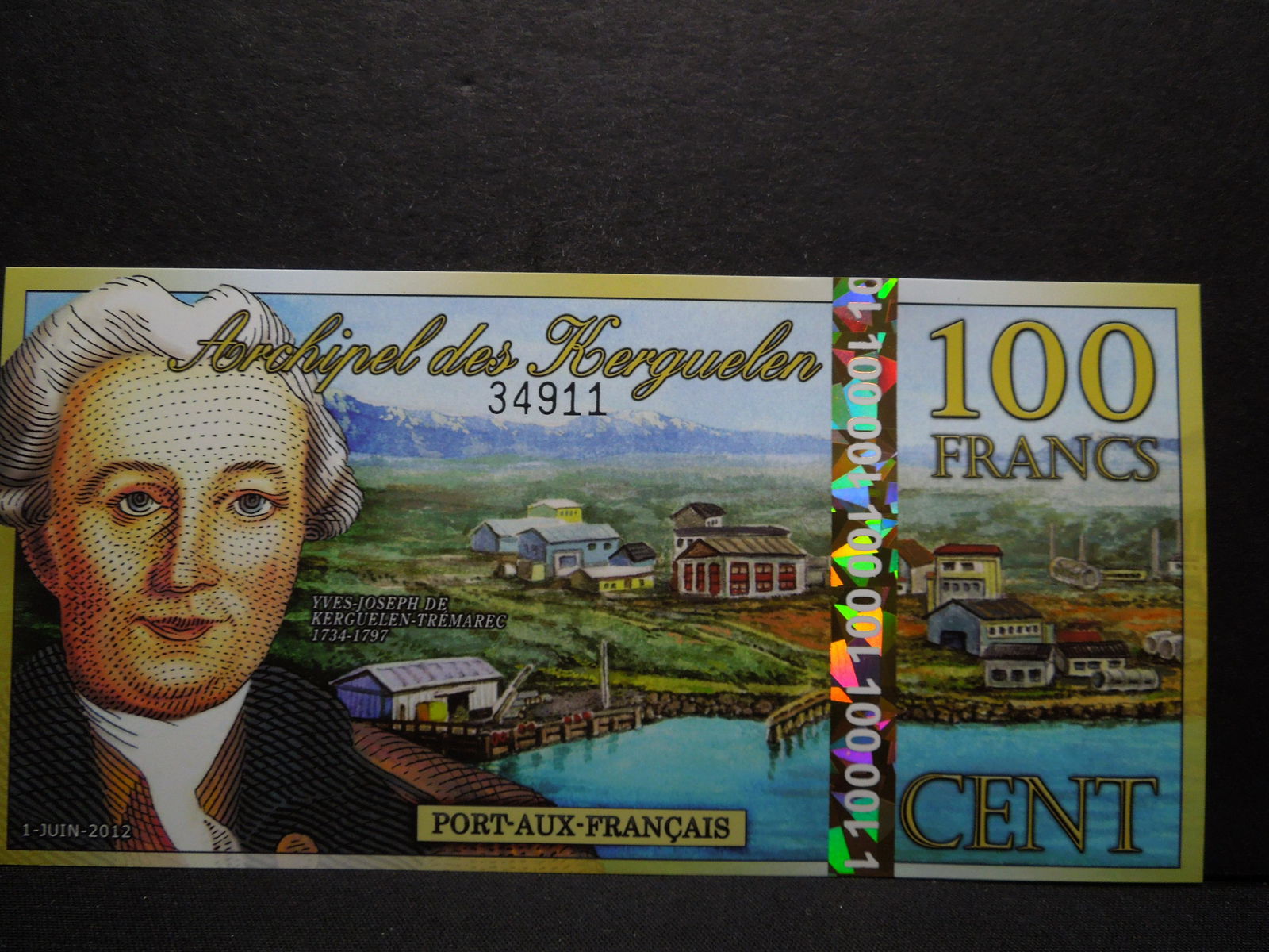 2012 Kerguelen Island 100 Francs.  Polymer Note.  UNC. (1 of 3)