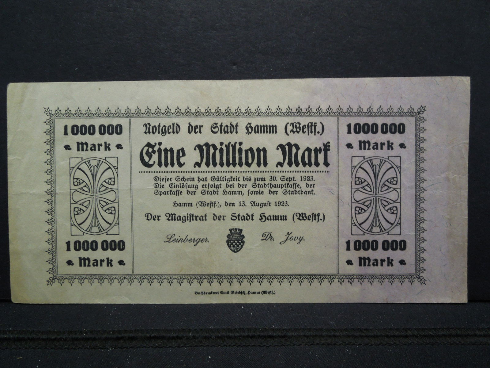 1923 Germany 1 Million Mark Notgeld. (1 of 3)