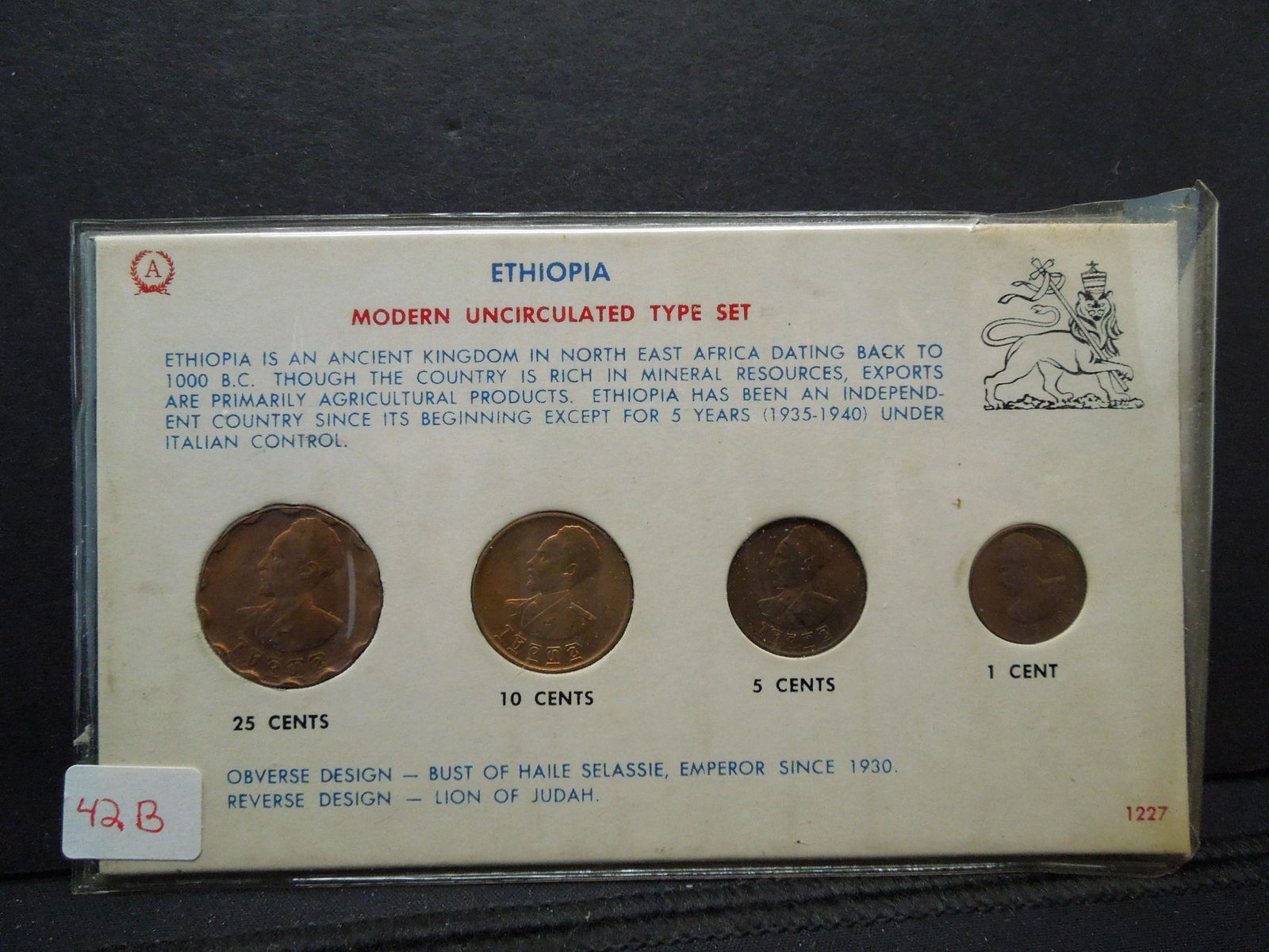 Ethiopia Modern Uncirculated Type Set.  4 Coins. (1 of 2)