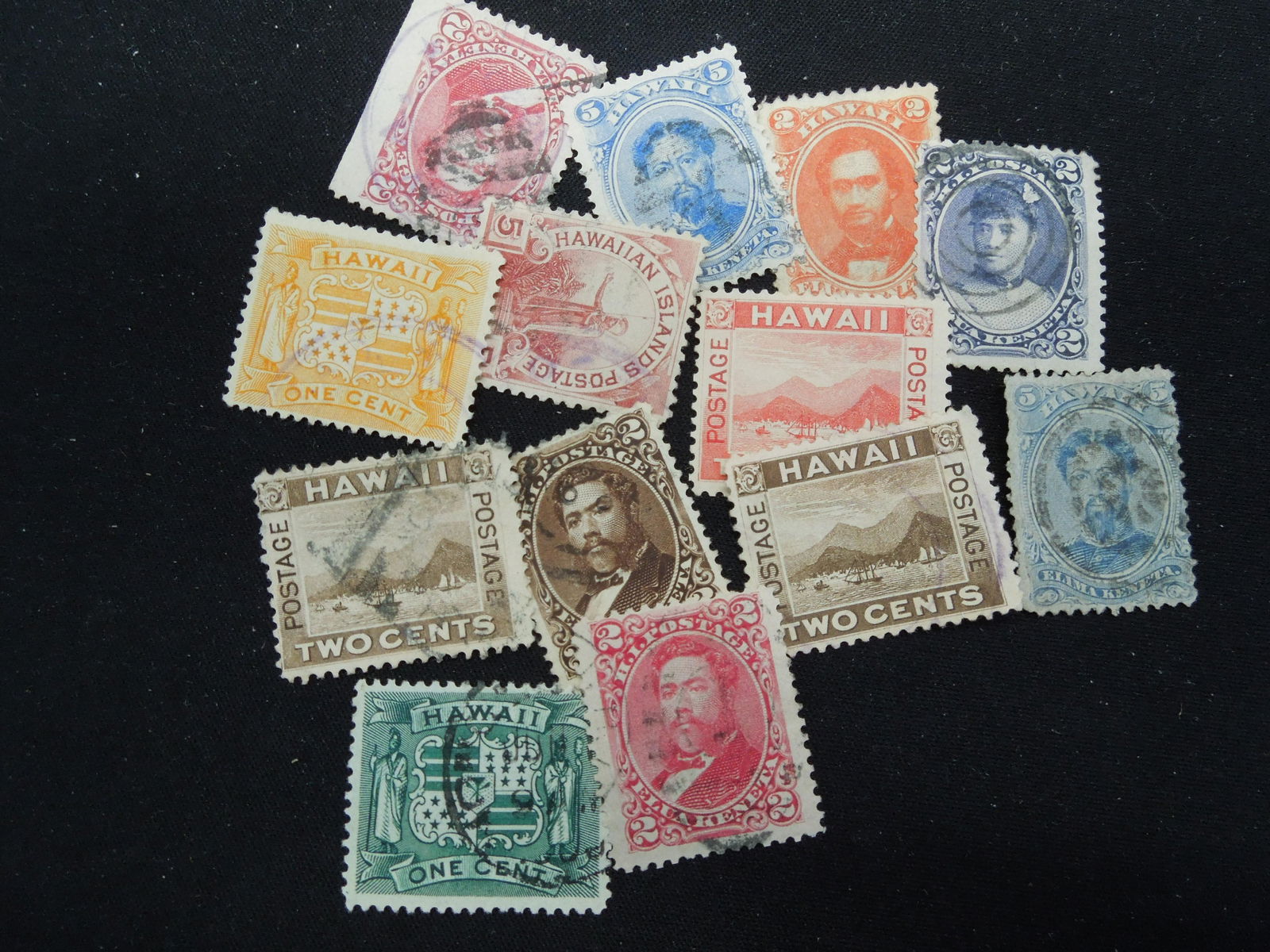 Lot of 13 Early Hawaii Postage Stamps.  Used. (1 of 1)
