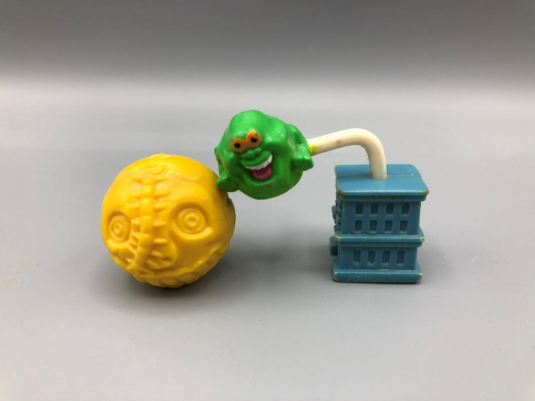 Vintage Pencil Toppers - 1984 Ghostbusters Slimer &: Vintage Pencil Toppers - 1984 Ghostbusters Slimer & Firehouse, MadBalls