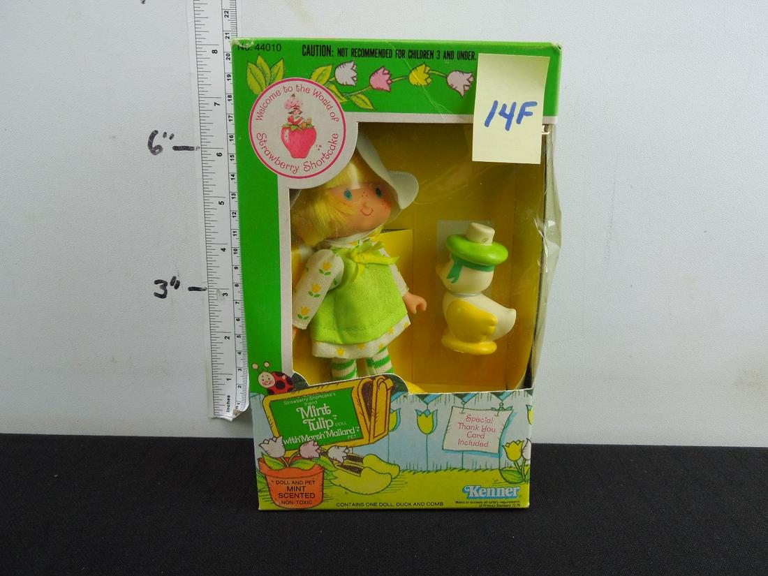NIB 1982 Strawberry Shortcake Mint Tulip Doll w/ Marsh: NIB 1982 Strawberry Shortcake Mint Tulip Doll w/ Marsh Mallard No 44010