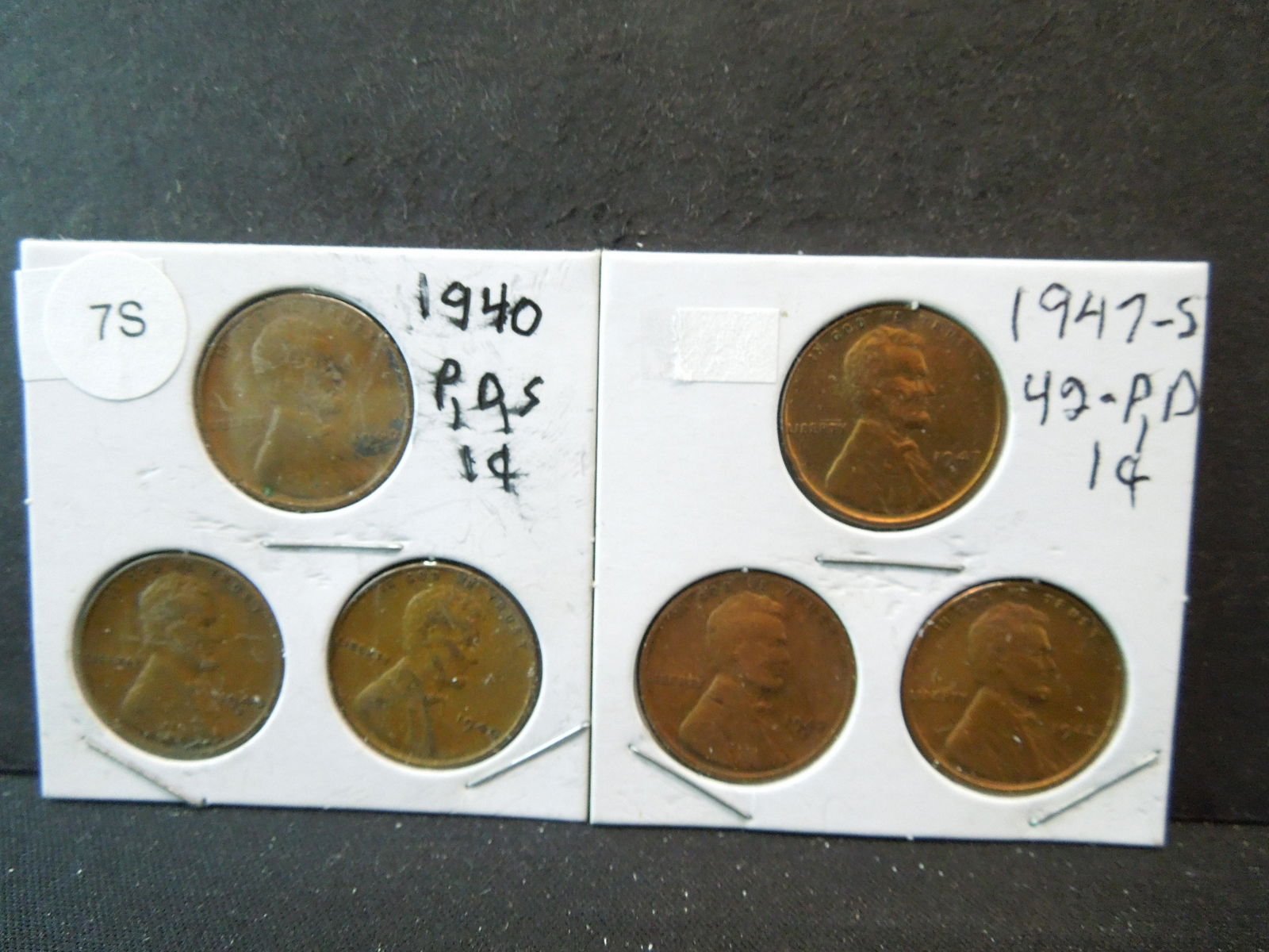 1940 PDS, 1947 S, 1942 PD Wheat Cents (1 of 5)