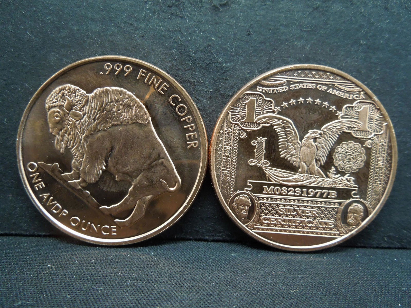 (2) Copper Rounds .999 Art bar and Buffalo (1 of 2)