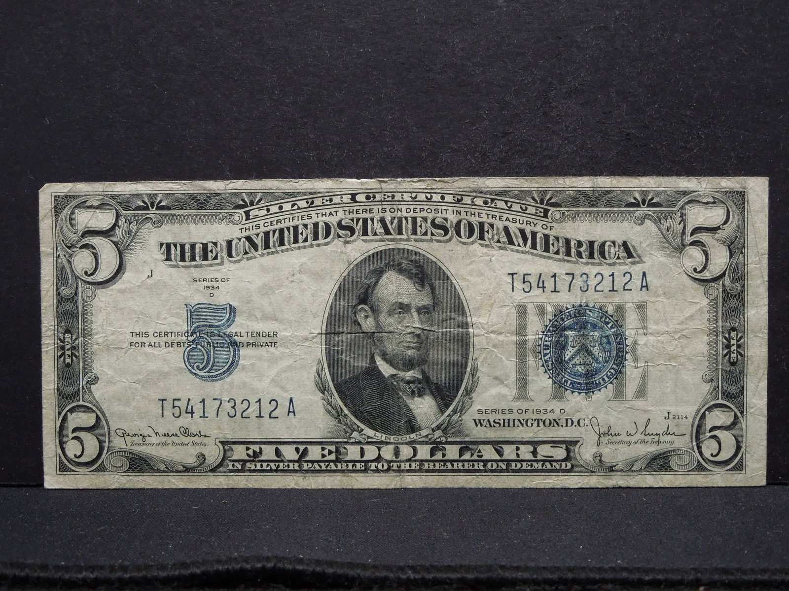 1934 D Five Dollar Silver Certificate (1 of 3)