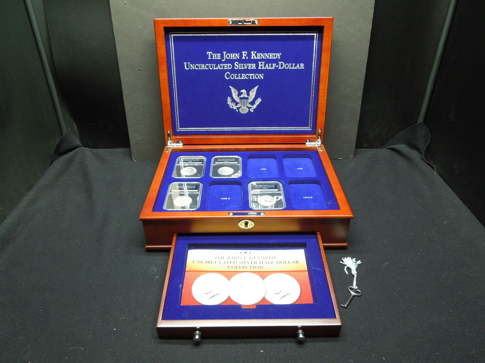 JFK UNC Silver Half Collection Box with (4) UNC Kennedy (1 of 8)