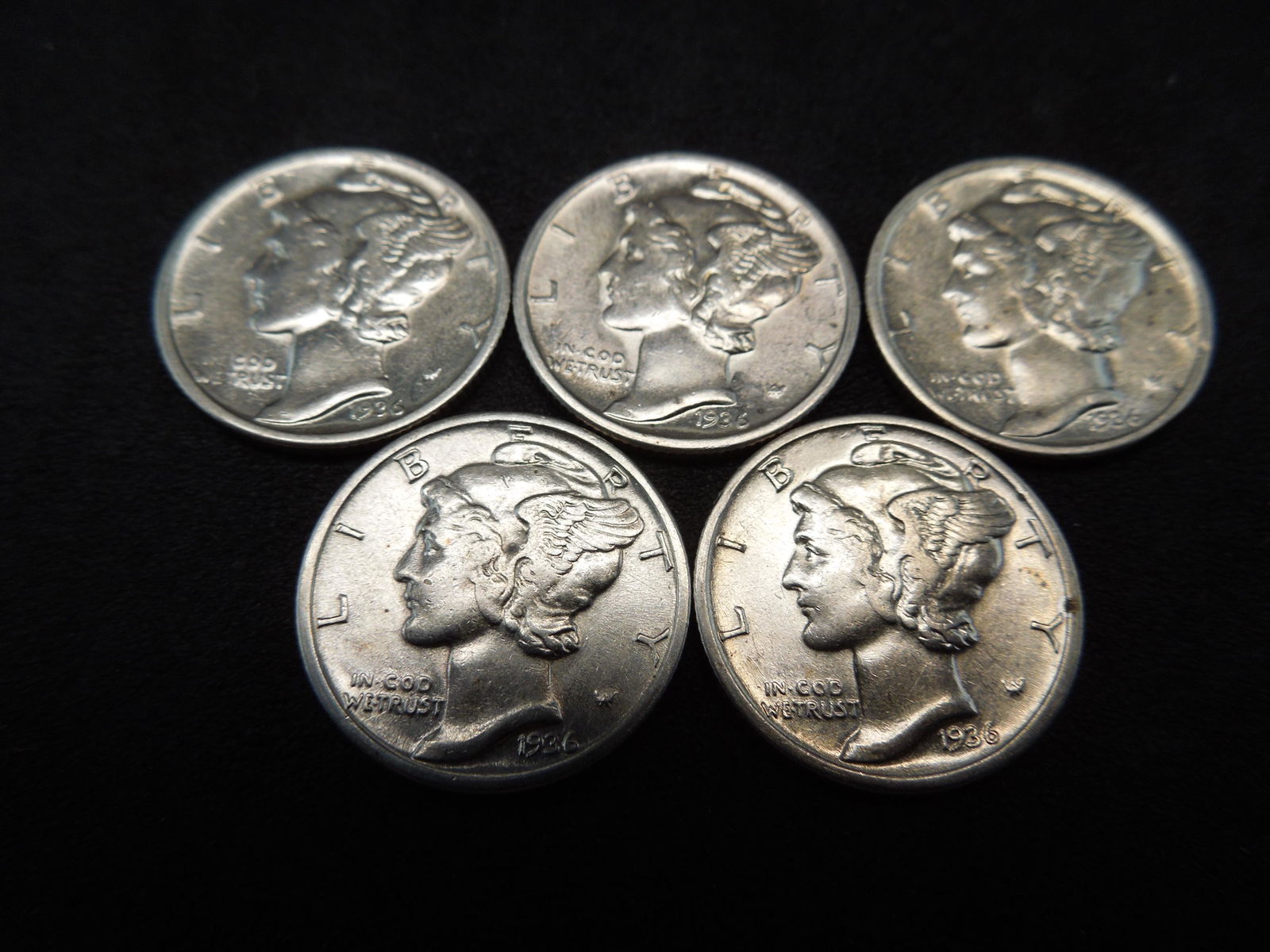 (5) 1936 High Grade Mercury Dimes (1 of 2)