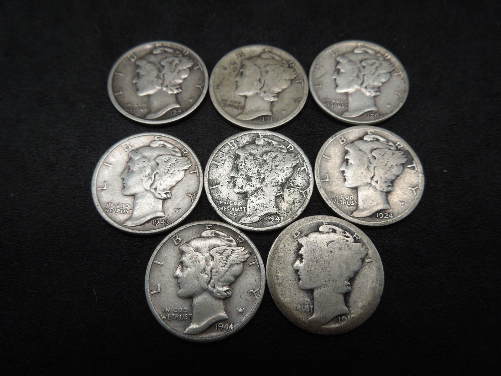 (8) Mercury Dimes, Mixed Dates Mostly 40s (1 of 2)