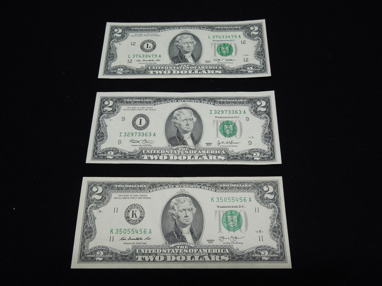 2003, 2009, 2013 Two Dollar Notes (1 of 5)