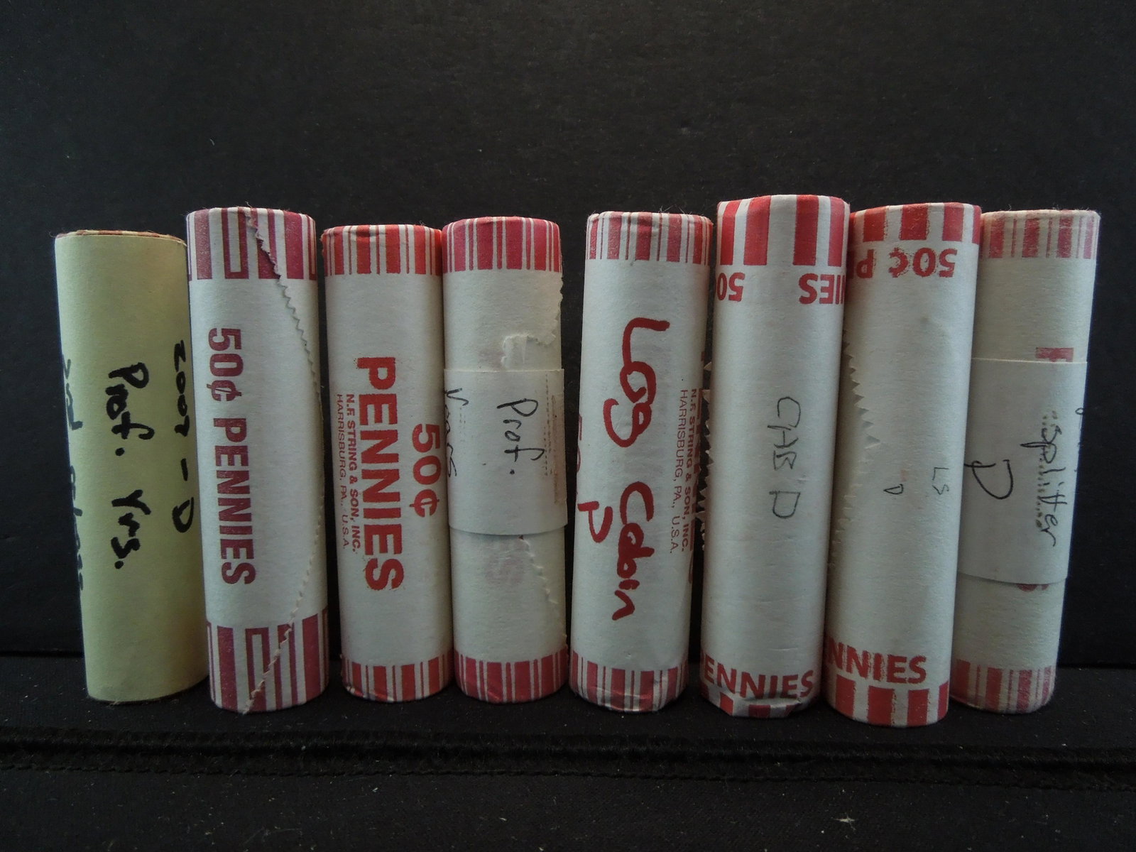 (8) 2009 P/D Lincoln Cent Shotgun Rolls: Cabin,: (8) 2009 P/D Lincoln Cent Shotgun Rolls: Cabin, Splitter, Professional Life, and Presidential. Complete set. GEM Red BU.