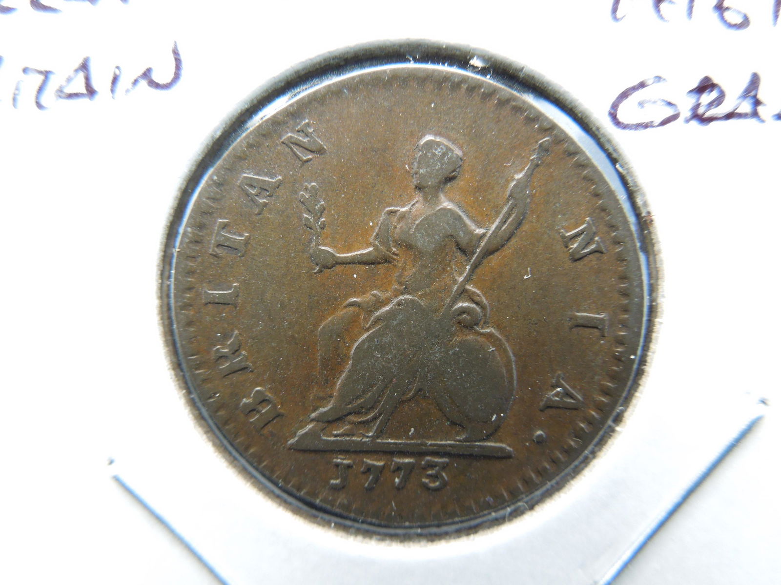 1773 Great Britain Farthing.  High Grade.  AU.  Rare. (1 of 3)