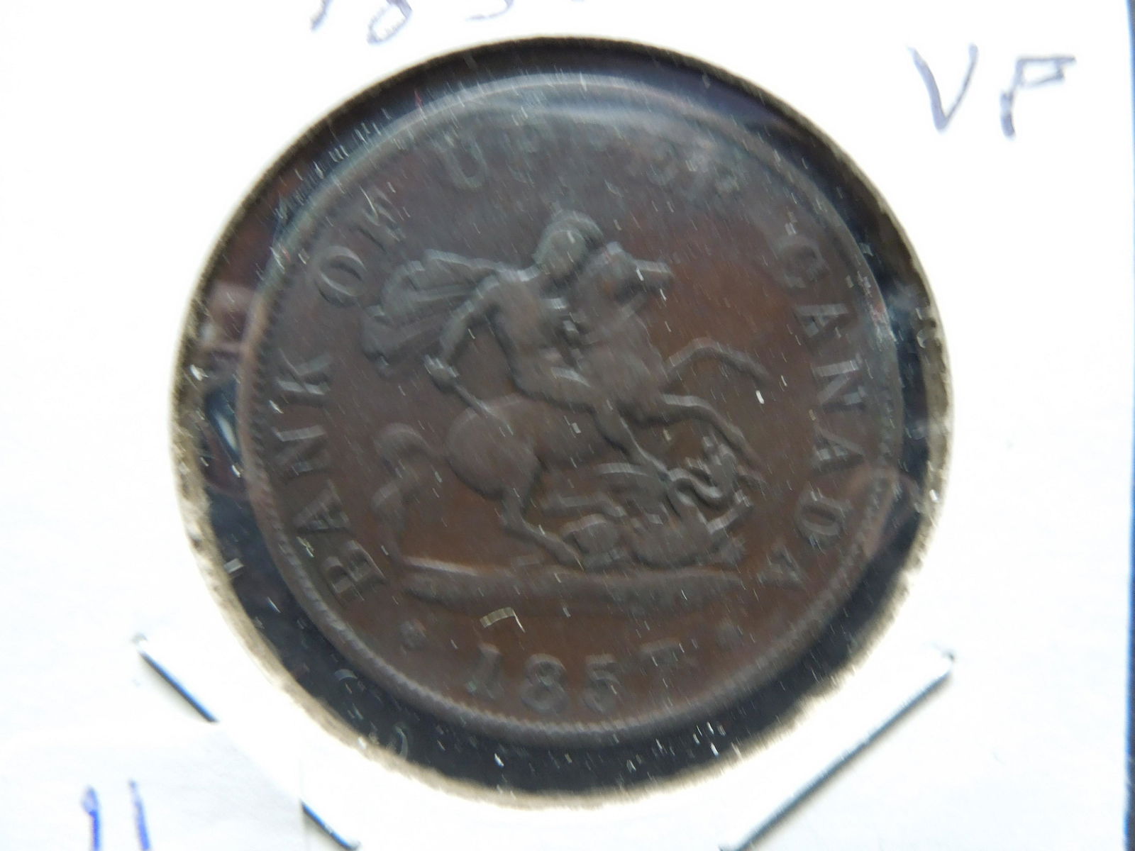 1857 Bank of Upper Canada Half Penny Token.  Nice VF. (1 of 3)