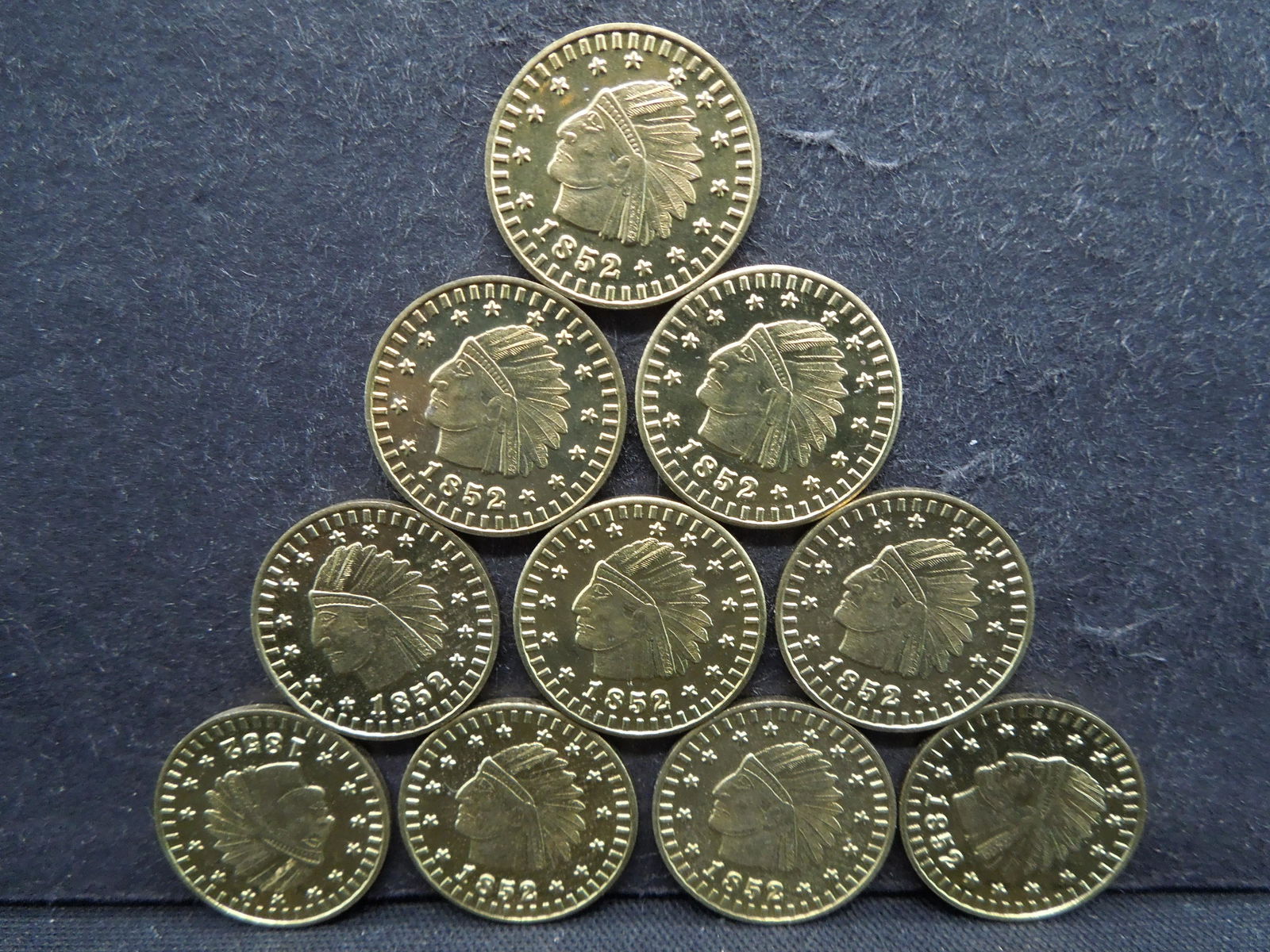 (10) NOT REAL GOLD 1852 "California Gold" Tokens (1 of 2)