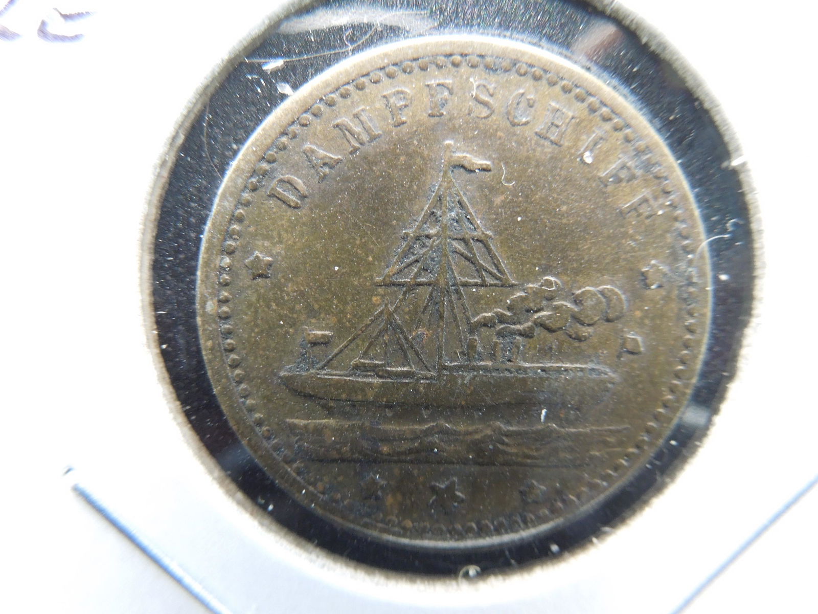 German Spiel Marke.  Late 1800's.  "Dampfschiff" Means (1 of 3)