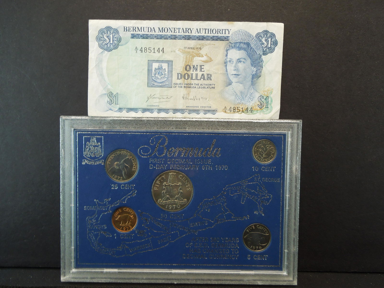 Bermuda First Decimal Issue Coin Set & 1978 $1 Note (1 of 6)