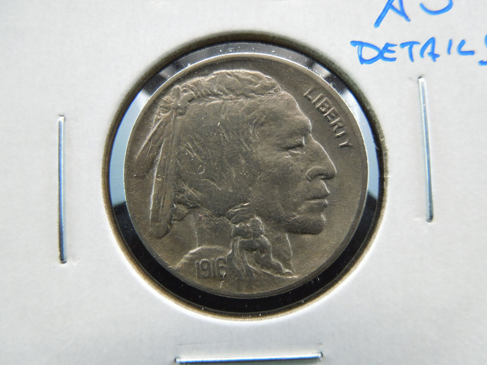 1916-D Buffalo 5c.  AU Details.  Scarce. (1 of 3)