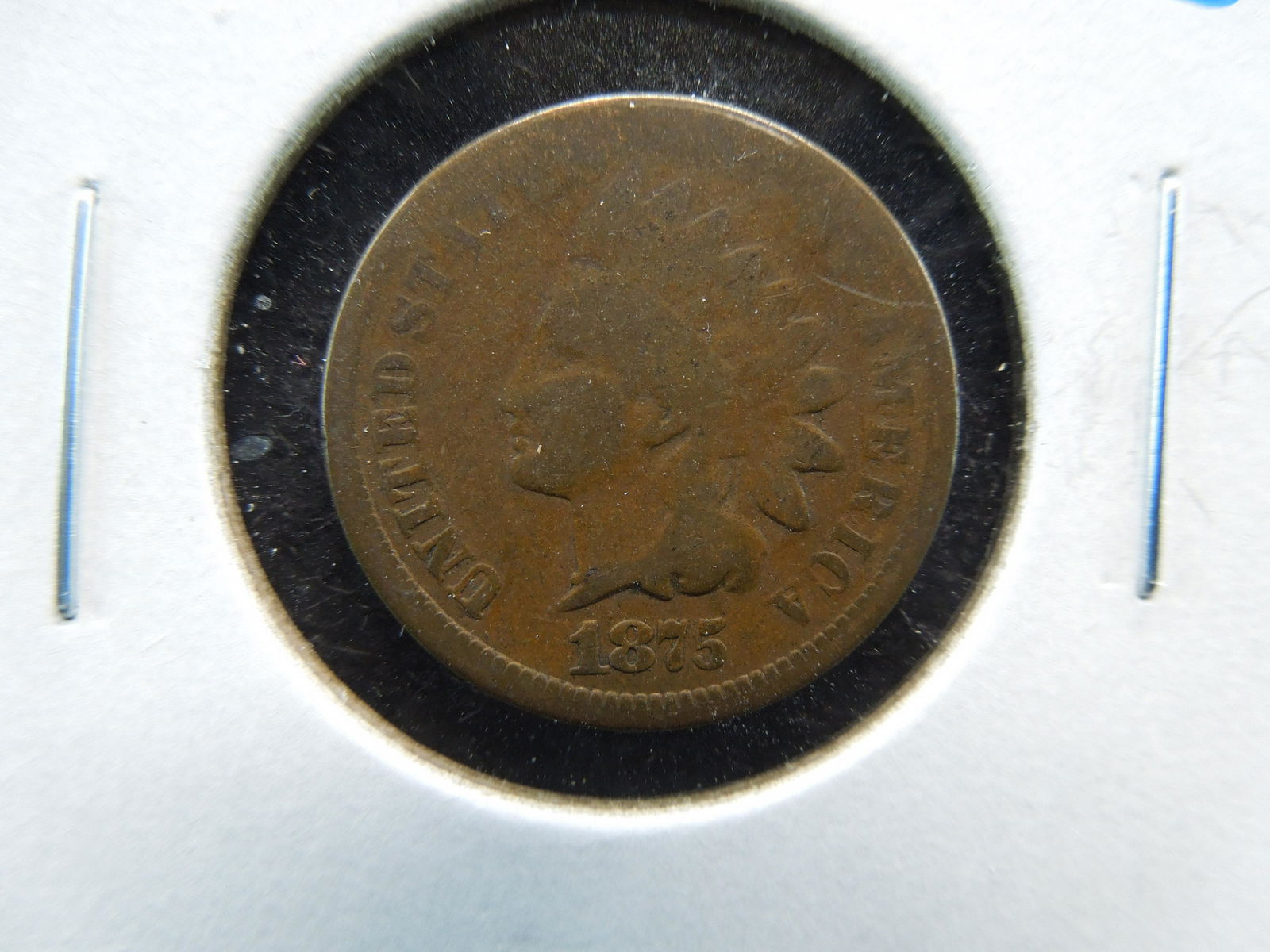 1875 Indian 1c.  Good+. (1 of 3)