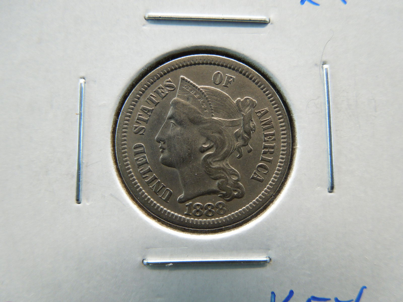 1888 3c Nickel.  XF.  Key Date. (1 of 3)