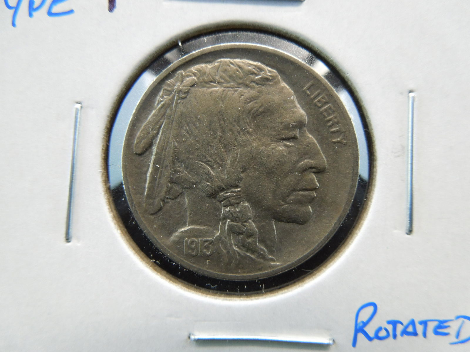 1913 Type 1 Buffalo 5c.  UNC.  Rotated Reverse. (1 of 3)