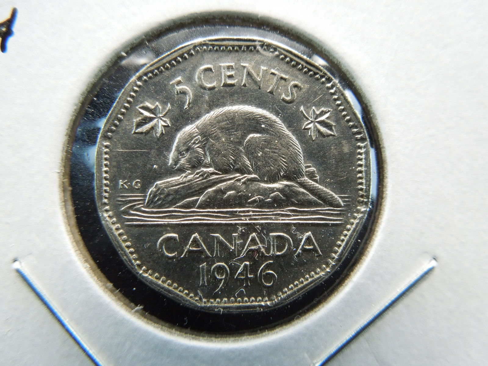 1946 Canada 5c.  Choice UNC.  Scarce. (1 of 3)