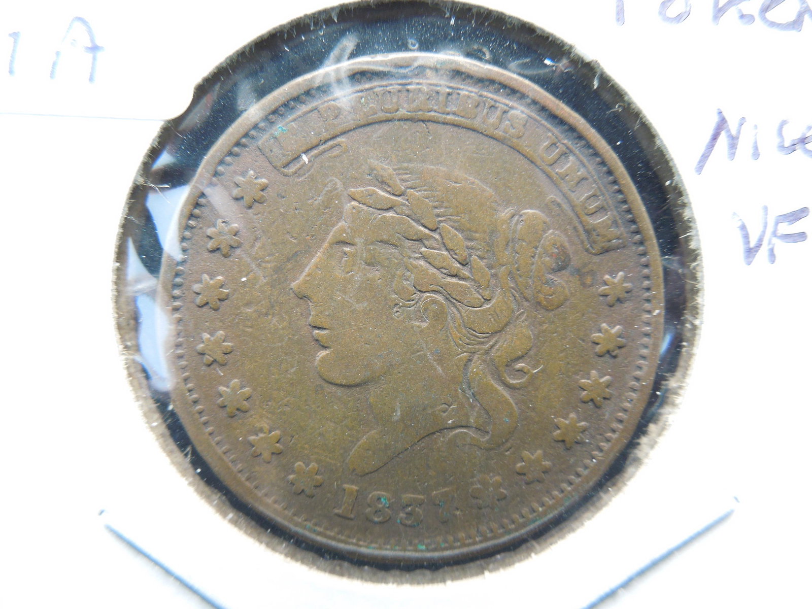 1837 Hard Times Token. Not One Cent for Tribute.  VF (1 of 3)
