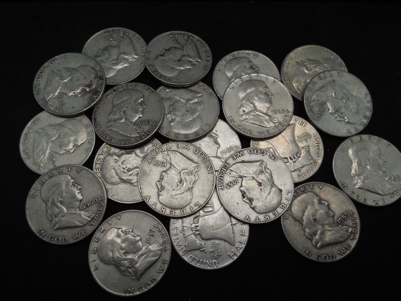 (20) Franklin Half Dollars, Mixed Dates (1 of 3)