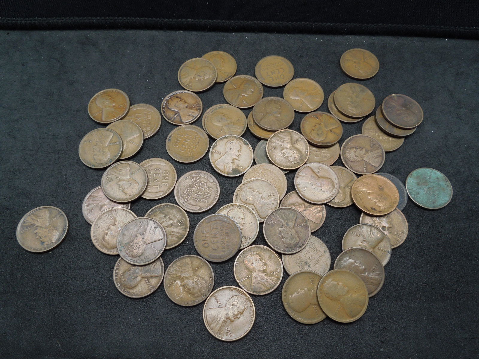 (50) coin roll of 1917-D Lincoln Wheat cents.  Nice (1 of 4)