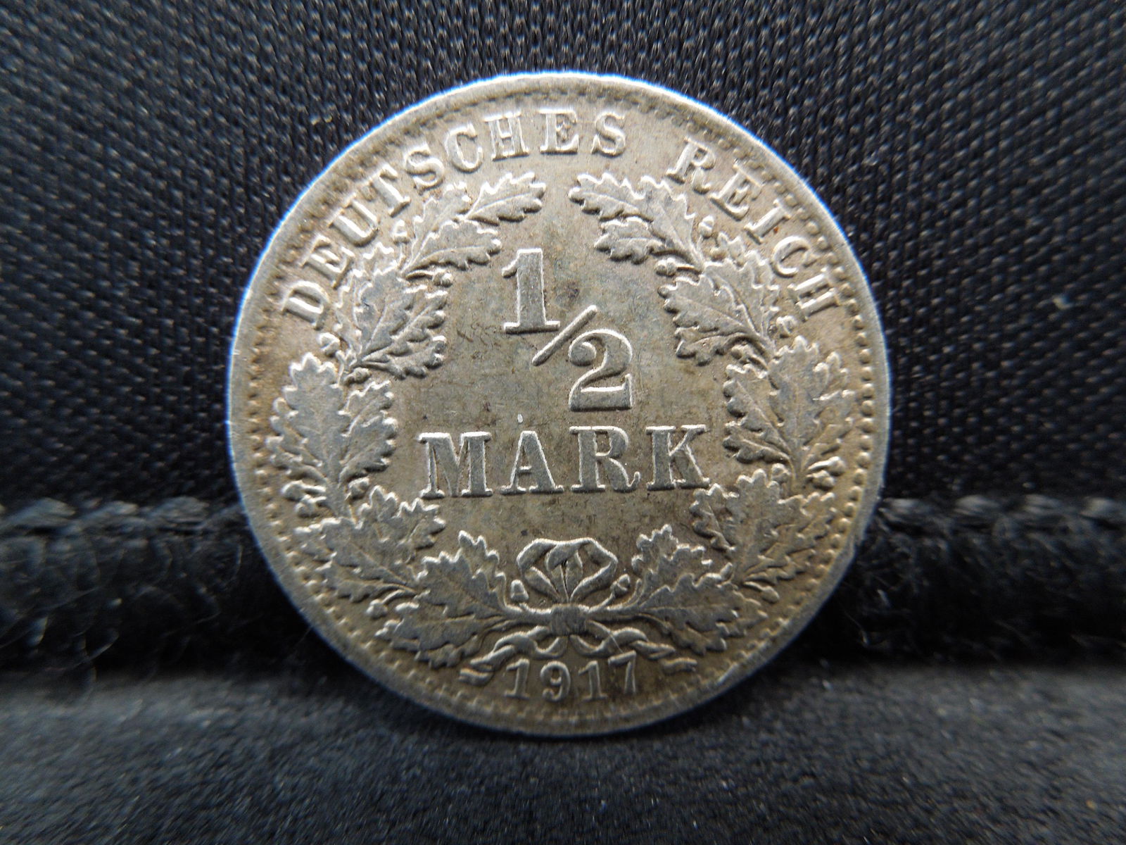 1917-A Germany 1/2 Mark 90% Silver Coin.  Coin Weighs (1 of 2)