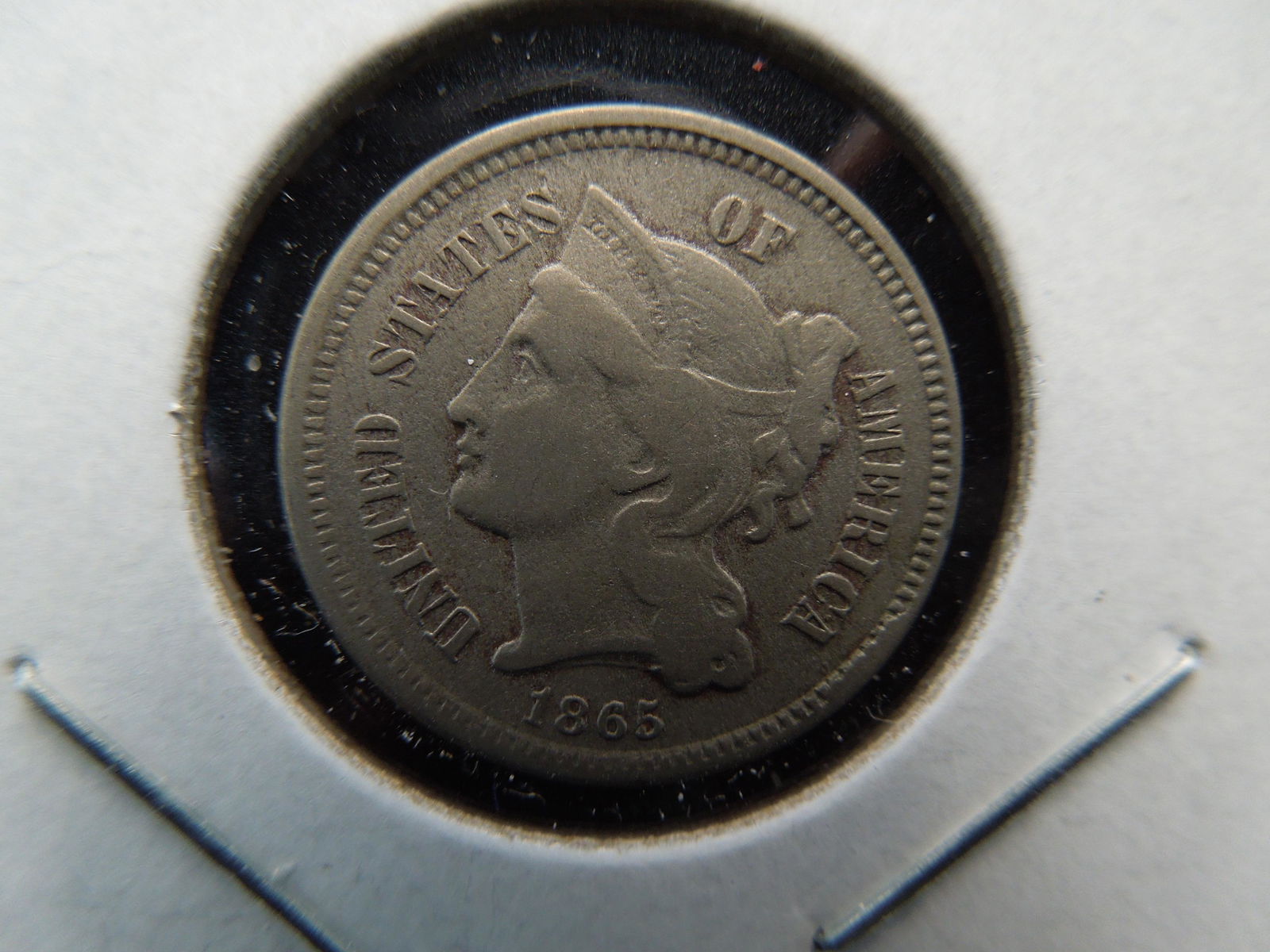 1865 Three cent Nickel.  Very Fine (1 of 3)