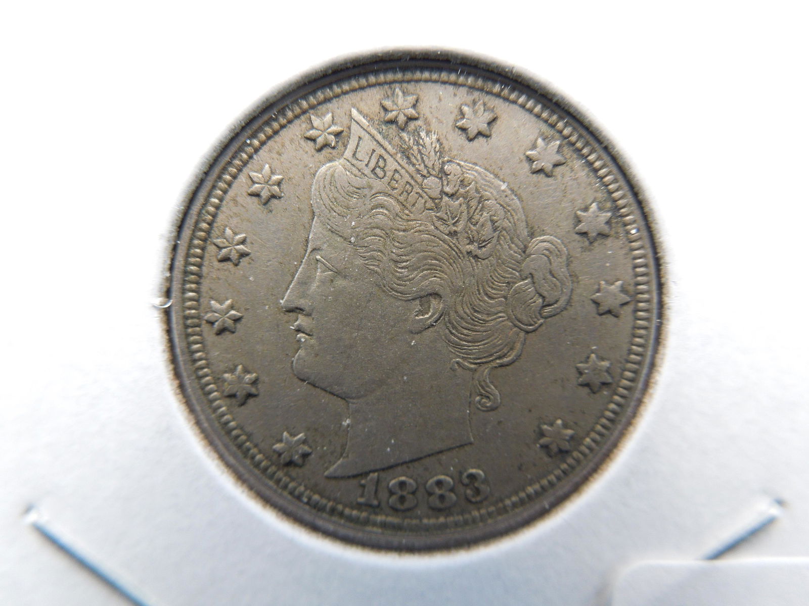 1883 No Cents Liberty Nickel.  Almost Uncirculated. (1 of 3)