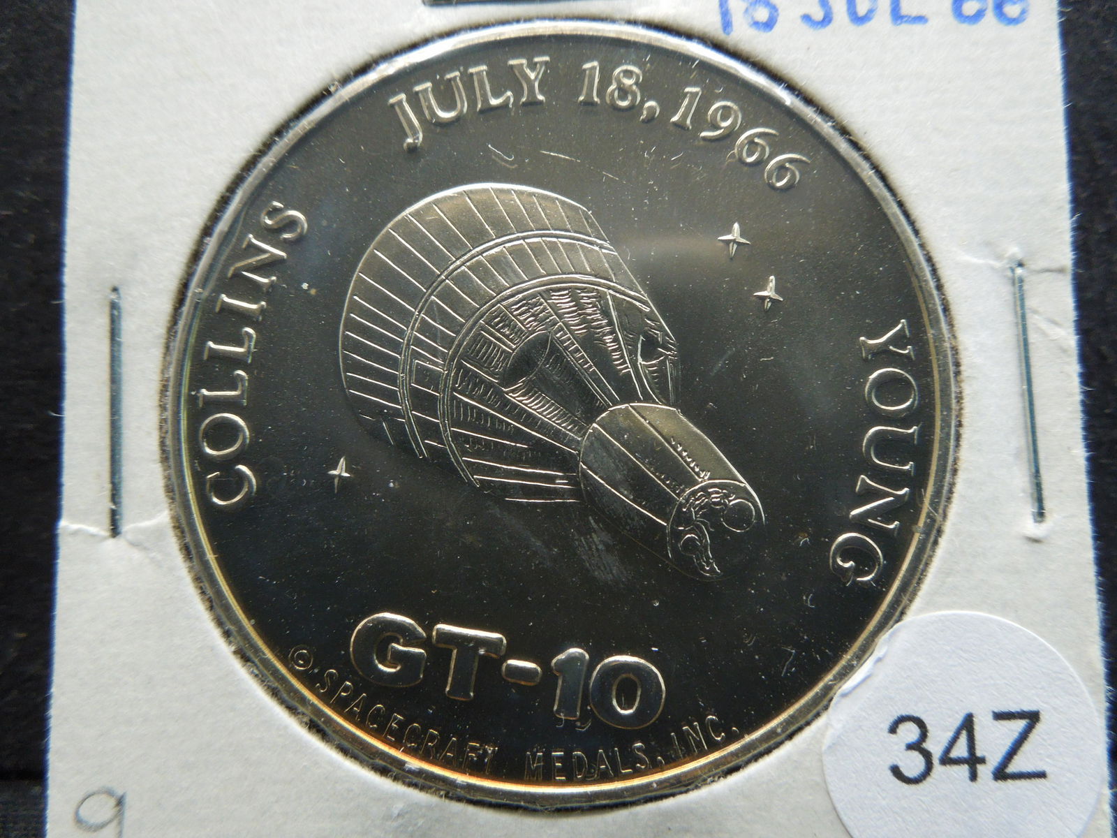 GT-10 Medal.  Collins, Young,  July 18, 1966.  Project (1 of 3)