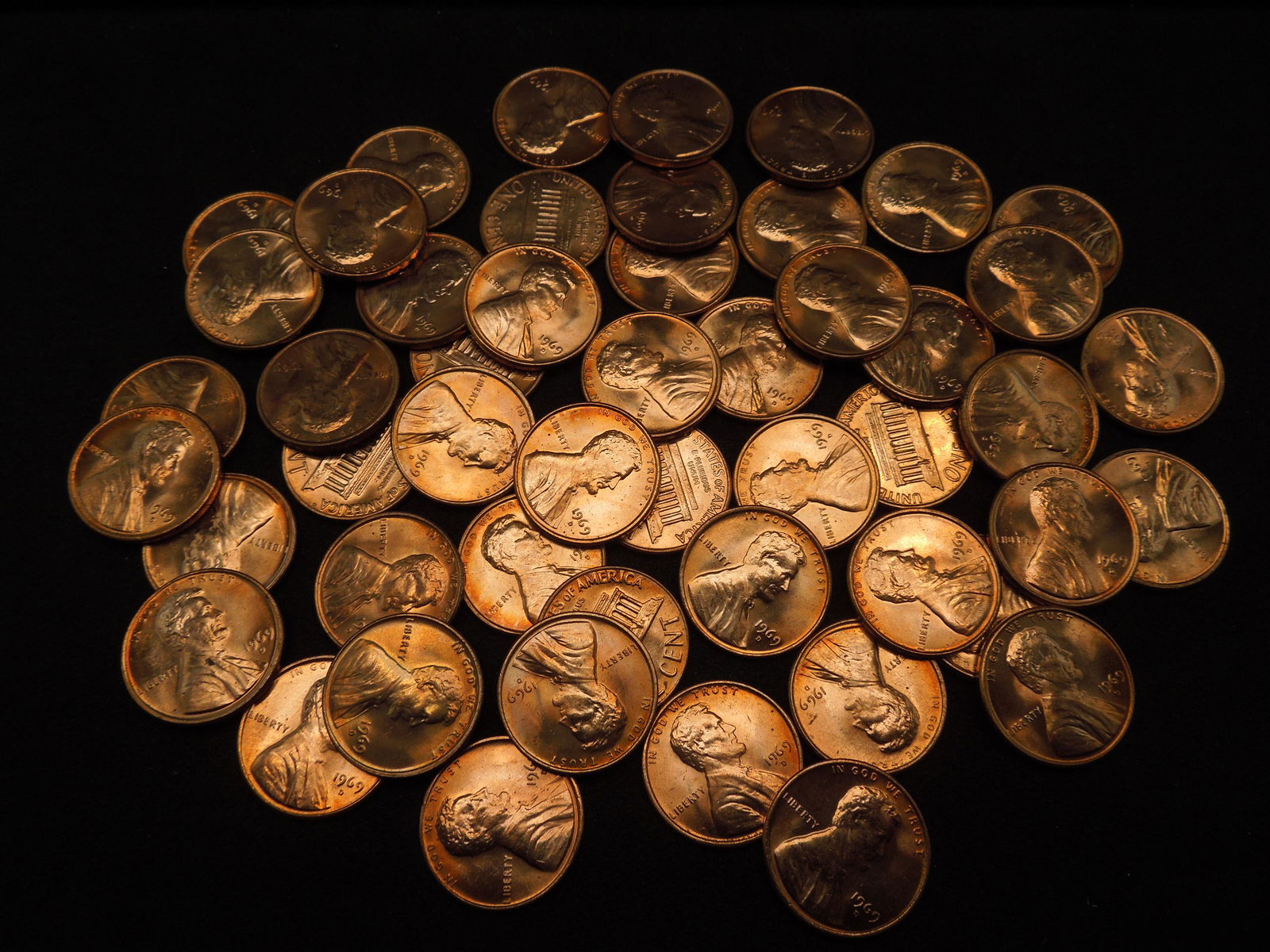 Two (50) coin roll of Lincoln Memorial cents:  1968-D (1 of 7)