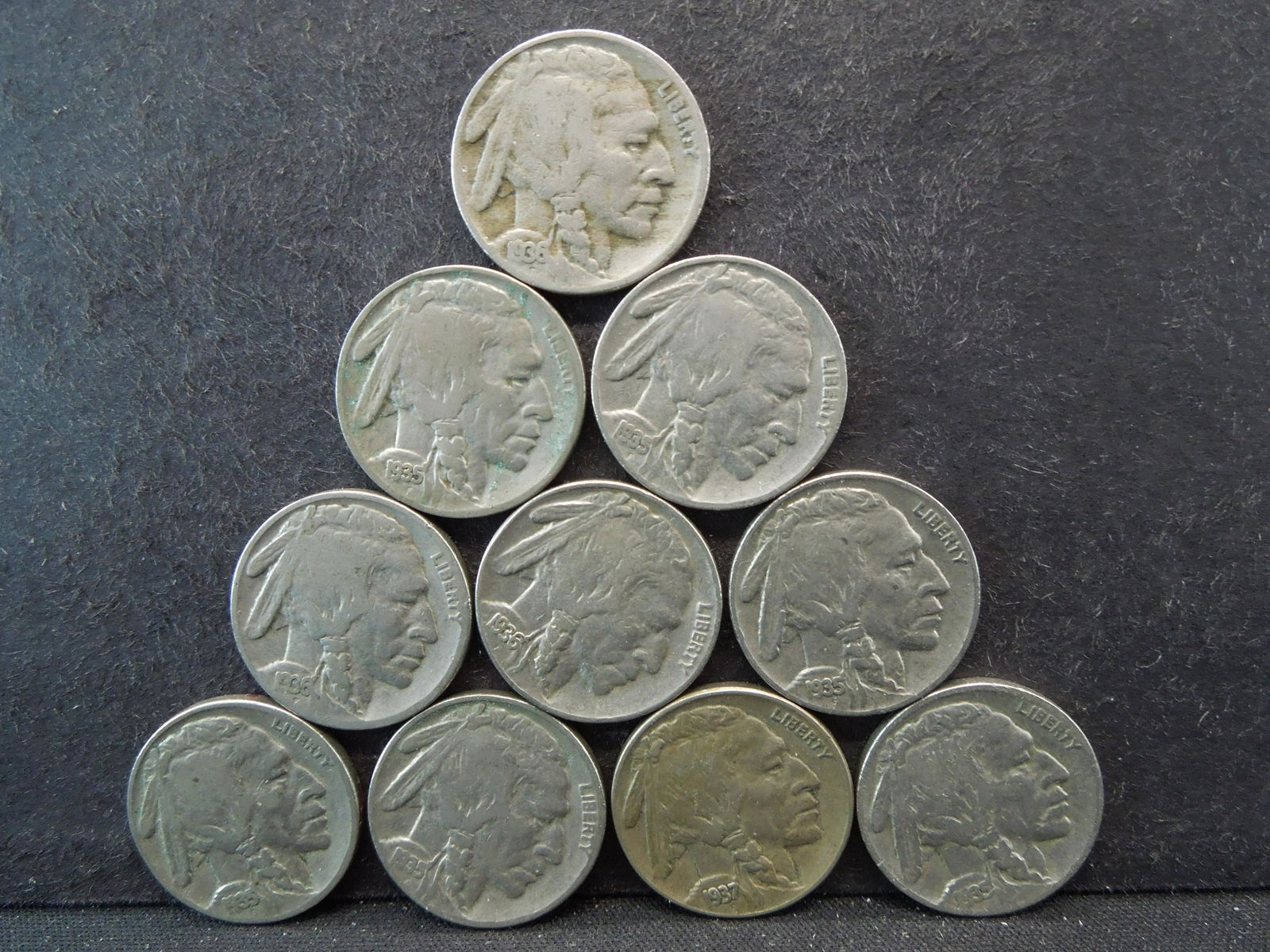 10 full date 1930s Buffalo nickels (1 of 2)