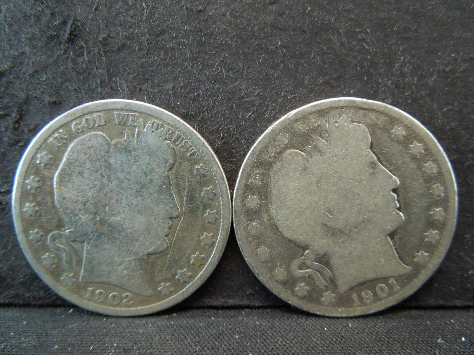 1901, 1902 Barber Half Dollars, Cleaned (1 of 2)