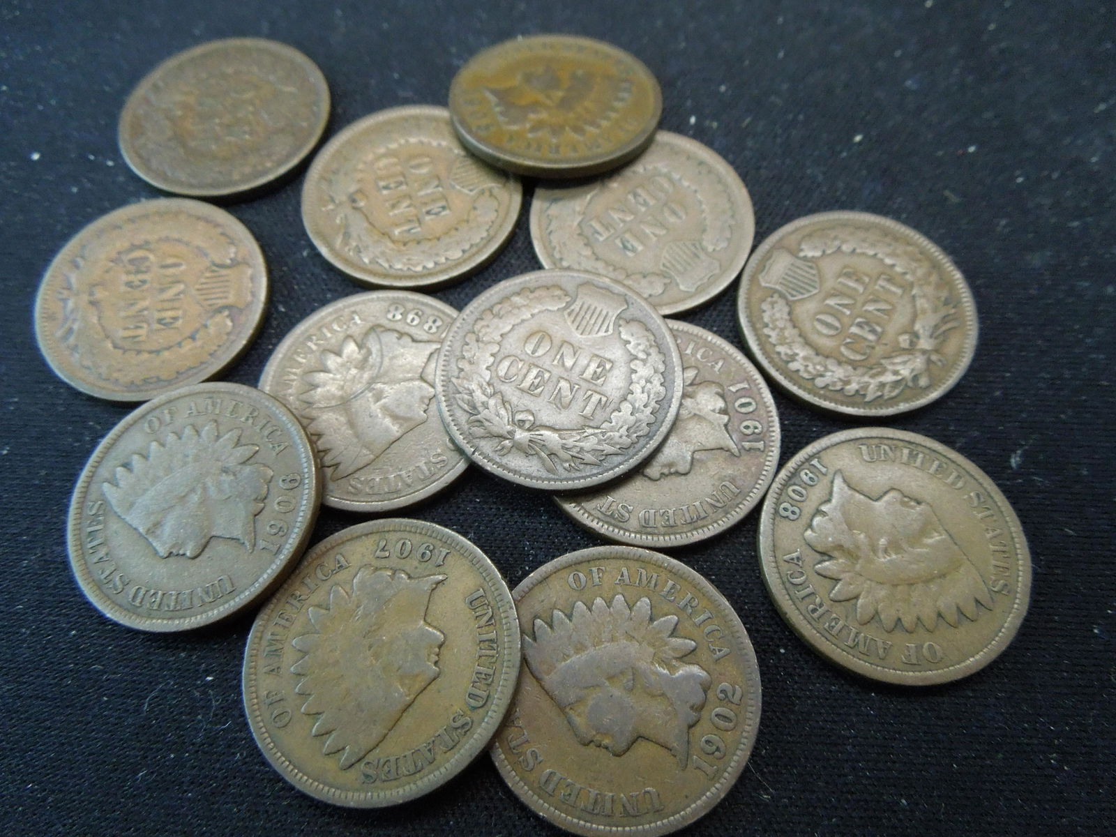 1897-1909 (13) different Indian Head cents (1 of 4)