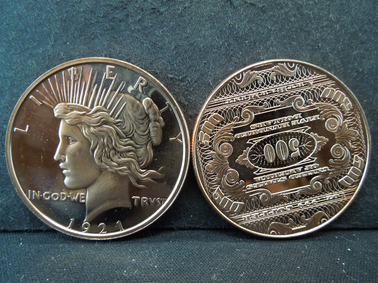 (2) Copper Rounds .999 1921 Peace and McKinley (1 of 2)