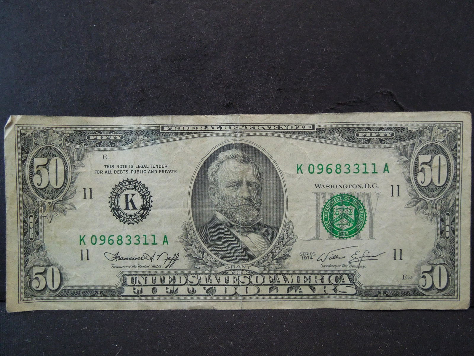 1974 Fifty Dollar Bill Low SN (1 of 3)