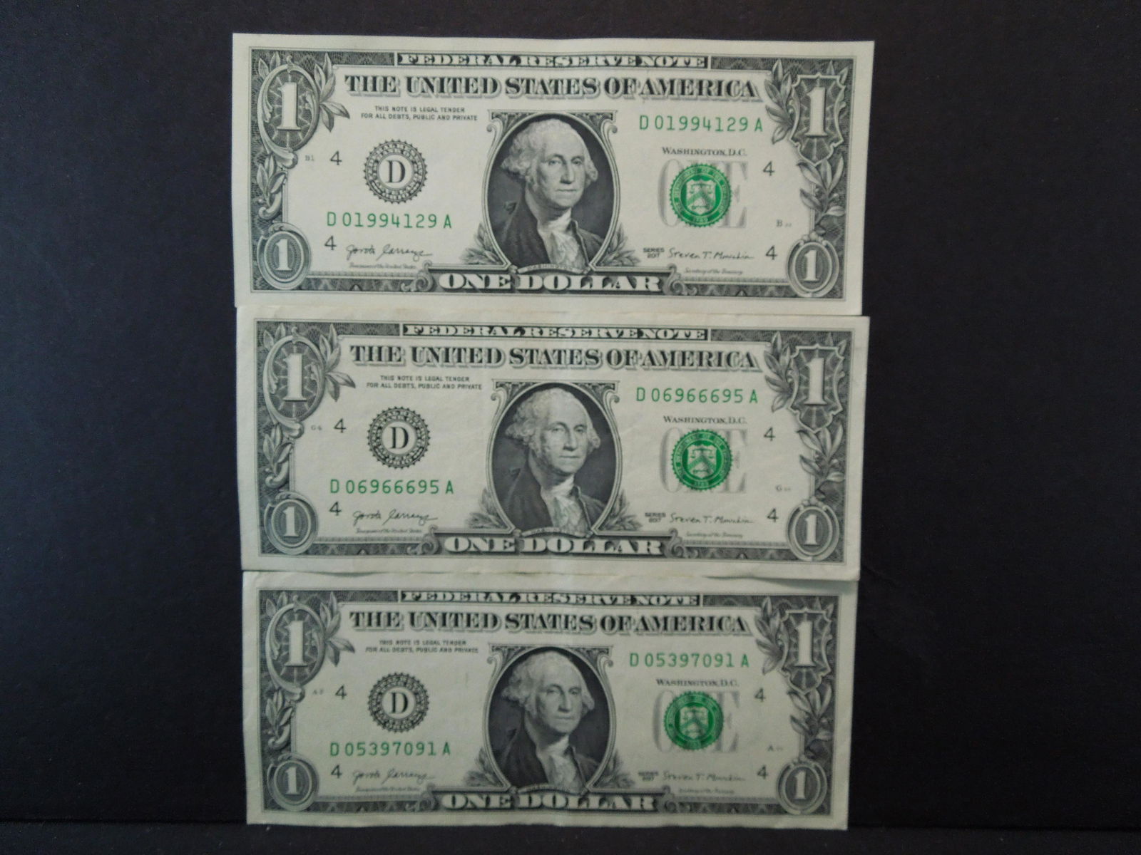 (3) 2017 Low SN One Dollar Notes (1 of 5)