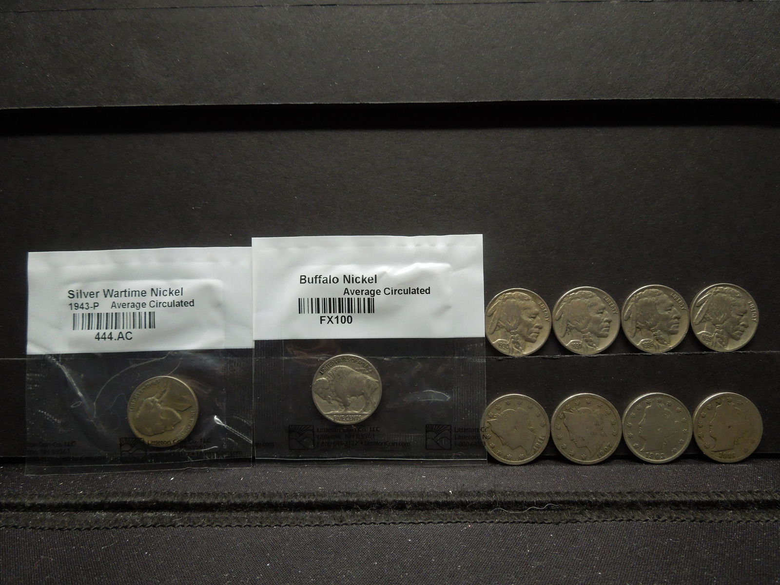 (5) Buffalo Nickels, (4) V Nickels, 1943 Silver Nickel (1 of 9)