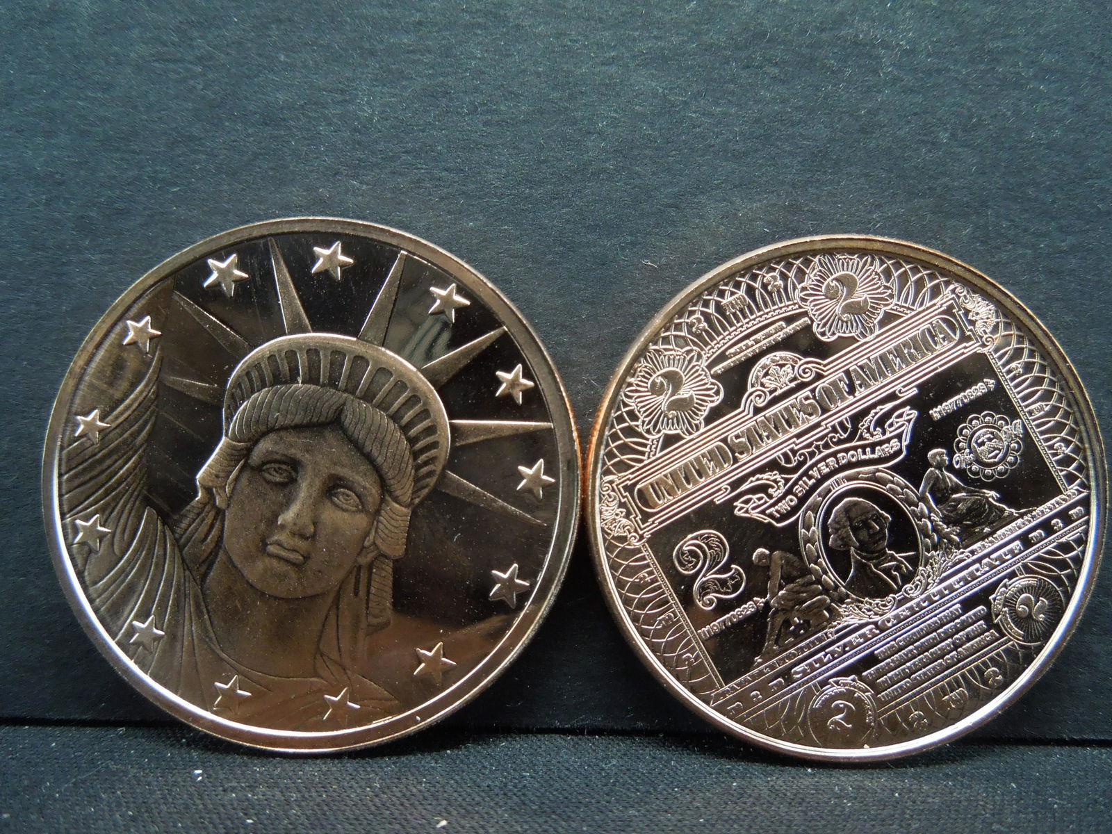 (2) Copper Rounds .999 Statue of Liberty and Washington (1 of 2)