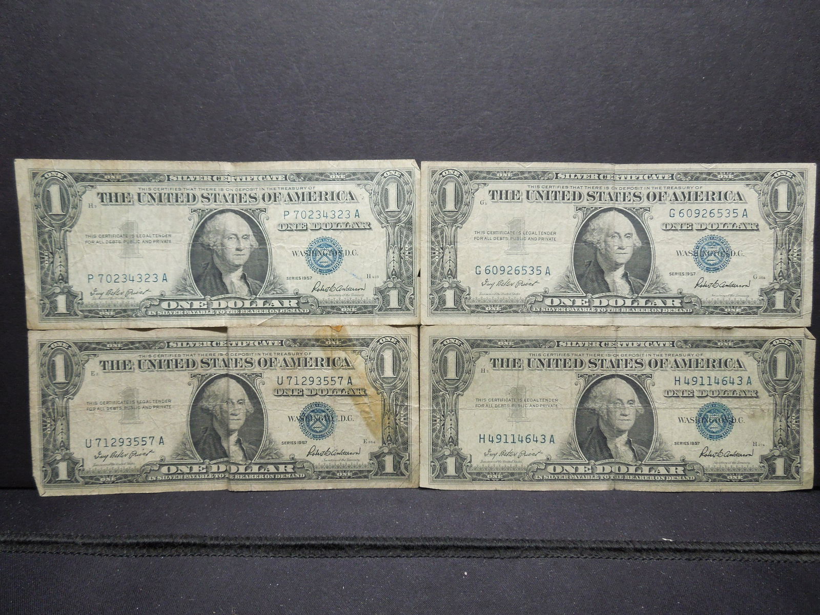 (4) 1957 One Dollar Silver Certificates (1 of 5)