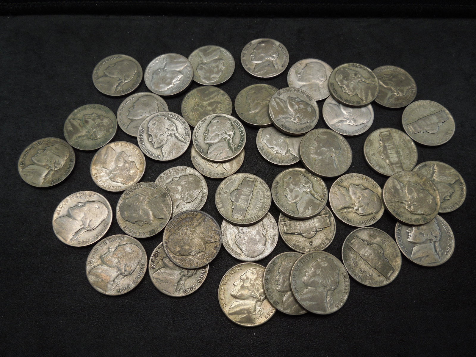 Lot of 40 1945-S Silver Jefferson War Nickels. (1 of 3)