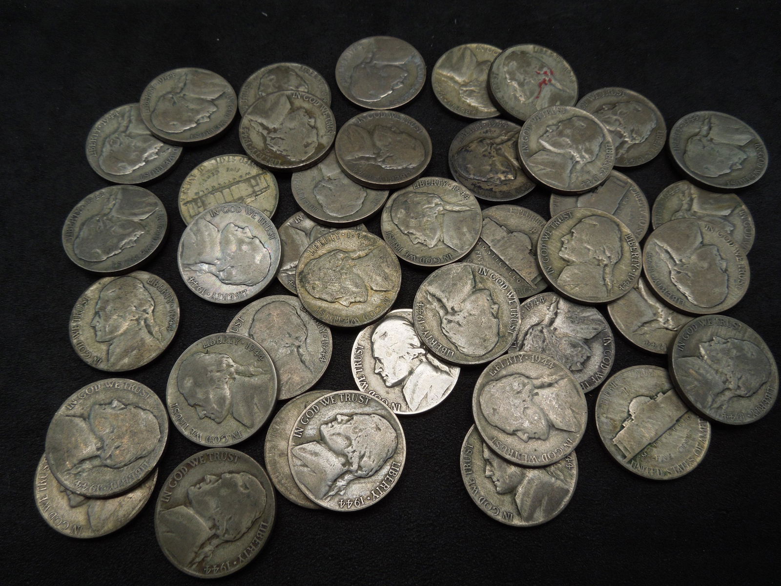 Lot of 40 1944 Silver Jefferson War Nickels. (1 of 3)