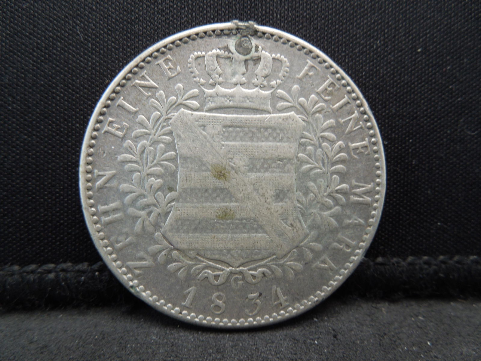 1834-G Saxony German State 1 Thaler 90% Silver Coin. (1 of 3)