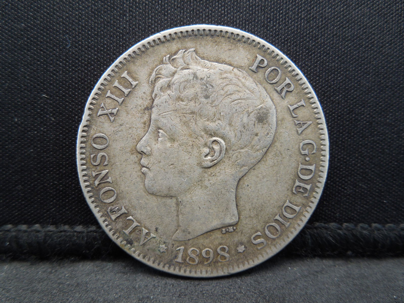 1898-V Spain 5 Pesetas 90% Silver Coin.  Coin Weighs (1 of 3)