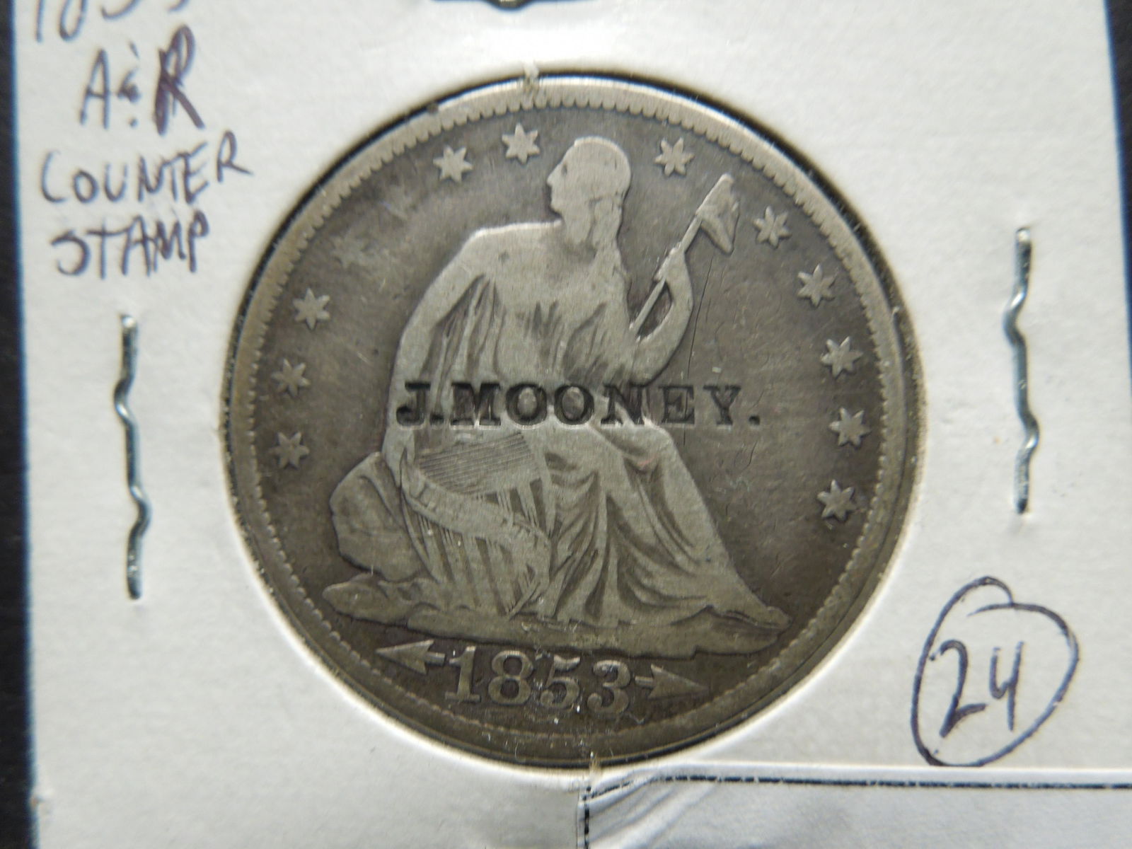 1853 Seated Half Dollar Counter stamped (1 of 3)