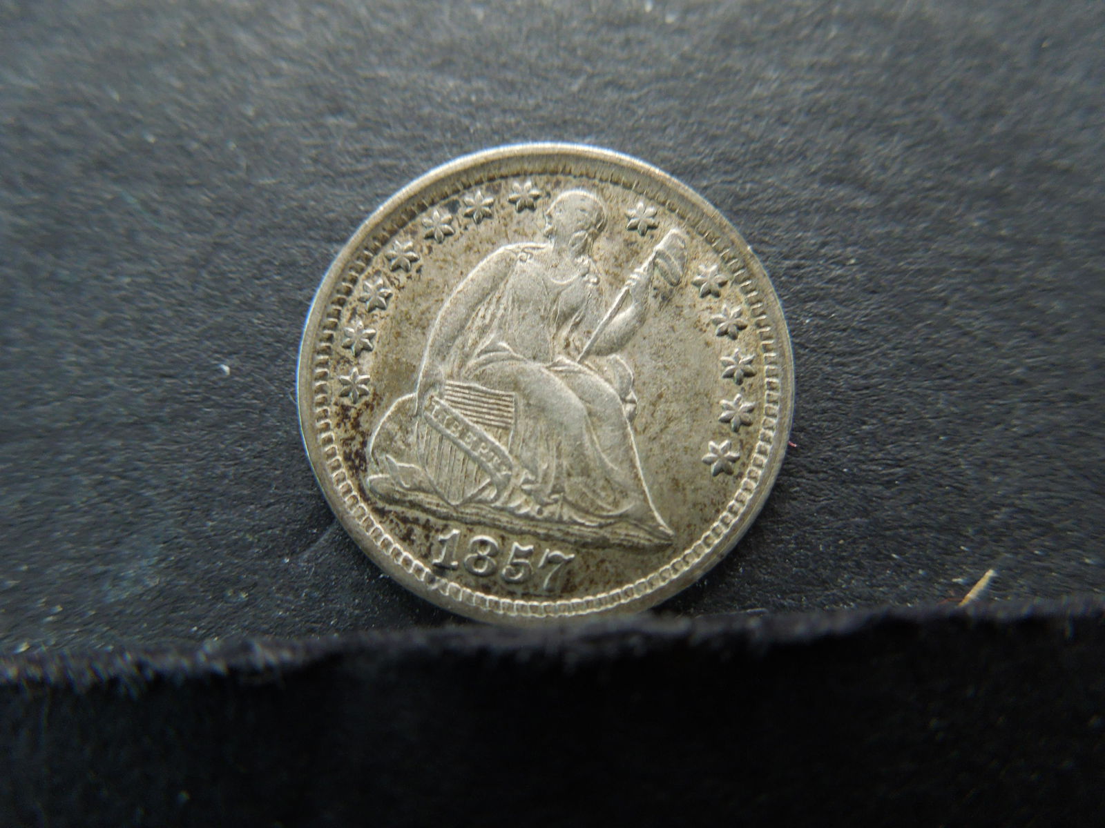 1857 Seated Half Dime Great Details Nice (1 of 2)