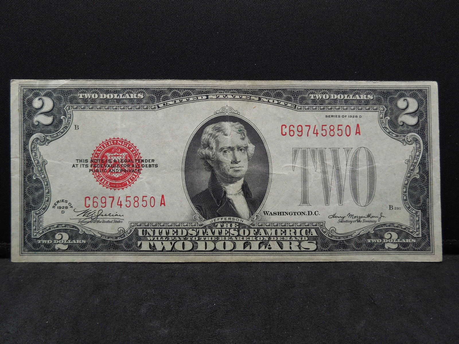 1928 $2.00 Red Seal Note (1 of 3)